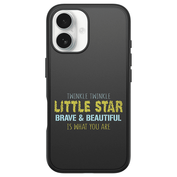 DistinctInk Custom OtterBox Symmetry for iPhone 16 - Custom Black Case - Twinkle Little Star Brave & Beautiful You Are