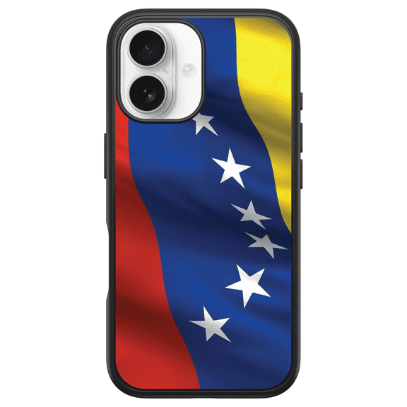 DistinctInk OtterBox Symmetry Custom Case for Apple iPhone 16 (6.1" Screen) - Show Your Love of Venezuela - Raised Bezel Screen Guard