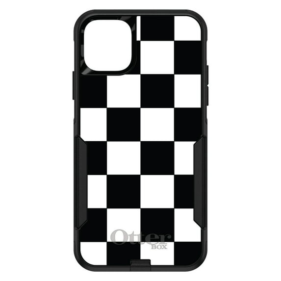 DistinctInk Case for iPhone 11 (6.1" Screen) - OtterBox Commuter Custom Black Case - Black White Checkered Flag Geometric - Geometric Checkered Pattern