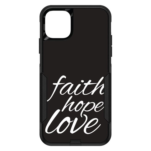 DistinctInk Custom SKIN / DECAL compatible with OtterBox Commuter for iPhone 11 Pro (5.8" Screen) - Faith / Hope / Love - Black & White - Show Your Love of Christ