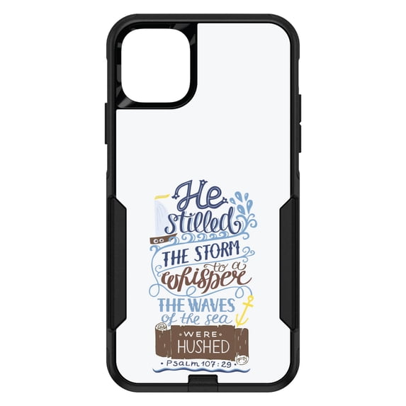 DistinctInk Custom SKIN / DECAL compatible with OtterBox Commuter for iPhone 11 Pro (5.8" Screen) - Psalm 107:29 - He Stilled the Storm, Waves Were Hushed
