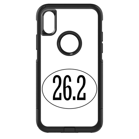 DistinctInk Custom SKIN / DECAL compatible with OtterBox Commuter for iPhone XS MAX (6.5" Screen) - White 26.2 Oval Marathon Run - Show Your Love of Running