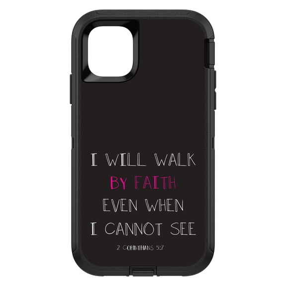 DistinctInk Custom SKIN / DECAL compatible with OtterBox Defender for iPhone 11 Pro MAX (6.5" Screen) - 2 Corinthians 5:7 - I Will Walk By Faith Even When I Cannot See - Show Your Love of Christ