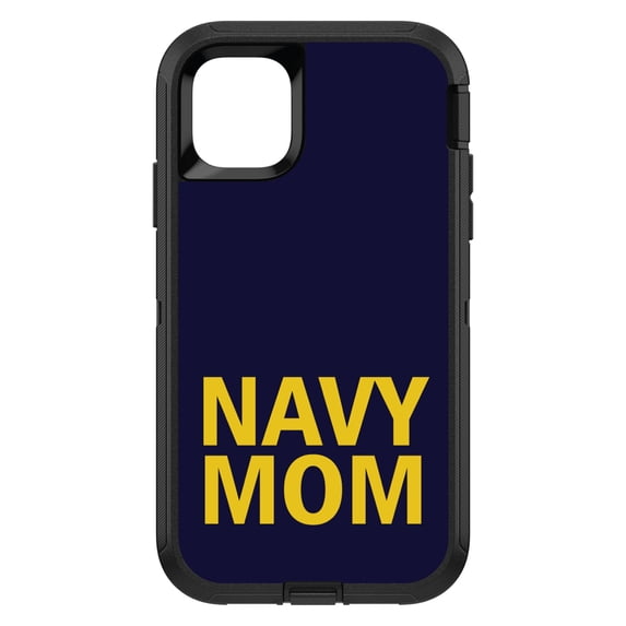 DistinctInk Custom SKIN / DECAL compatible with OtterBox Defender for iPhone 11 Pro MAX (6.5" Screen) - Yellow Navy Mom - Show Your Support for the Navy