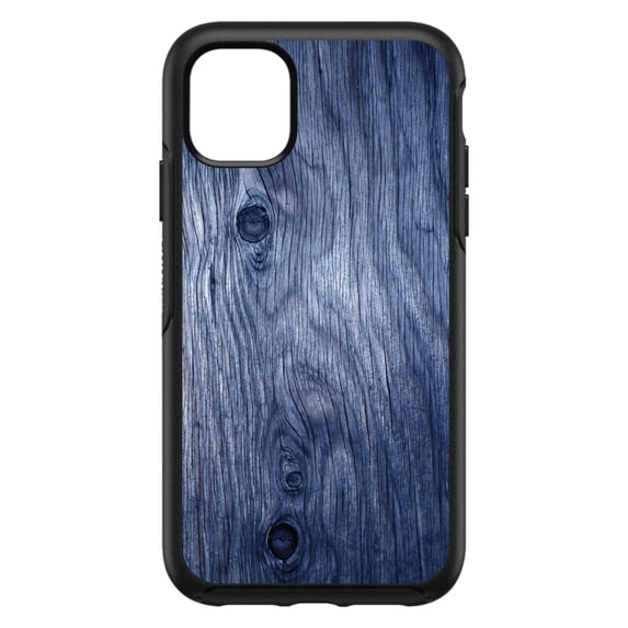 DistinctInk Custom SKIN / DECAL compatible with OtterBox Symmetry for iPhone 11 Pro (5.8" Screen) - Dark Blue Weathered Wood Grain Print - Printed Wood Grain Image