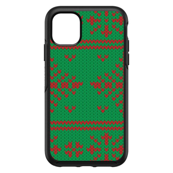 DistinctInk Custom SKIN / DECAL compatible with OtterBox Symmetry for iPhone 11 Pro (5.8" Screen) - Green Red Ugly Christmas Sweater - Christmas All Year