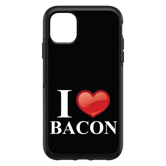 DistinctInk Custom SKIN / DECAL compatible with OtterBox Symmetry for iPhone 11 Pro MAX (6.5" Screen) - Black White Red I Heart Bacon - Show Your Love of Bacon