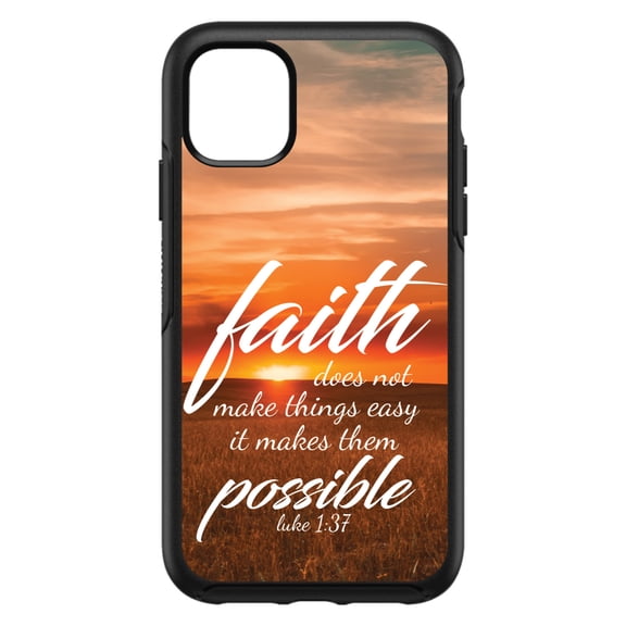 DistinctInk Custom SKIN / DECAL compatible with OtterBox Symmetry for iPhone 11 Pro MAX (6.5" Screen) - Luke 1:37 - Faith Does Not Make Things Easy, It Makes Them Possible - Show Your Love of Christ