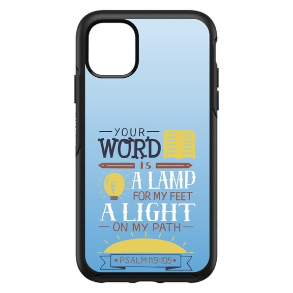 DistinctInk Custom SKIN / DECAL compatible with OtterBox Symmetry for iPhone 11 Pro MAX (6.5" Screen) - Psalm 119:105 - World is a Lamp, A Light on My Path