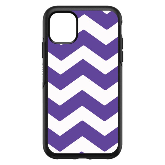 DistinctInk Custom SKIN / DECAL compatible with OtterBox Symmetry for iPhone 11 Pro MAX (6.5" Screen) - Purple White Chevron Stripes - Chevron Stripes Pattern