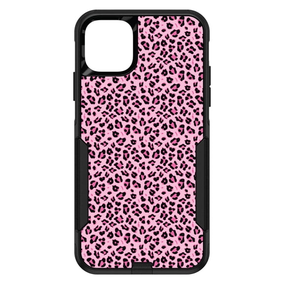 DistinctInk Case for iPhone 11 (6.1" Screen) - OtterBox Commuter Custom Black Case - Black Pink Leopard Skin Spots