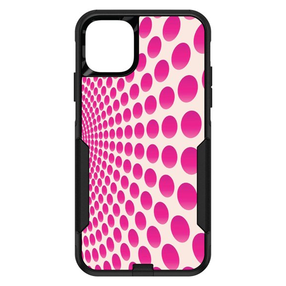 DistinctInk Custom SKIN / DECAL compatible with OtterBox Commuter for iPhone 11 (6.1" Screen) - Hot Pink Polka Dots Swirl