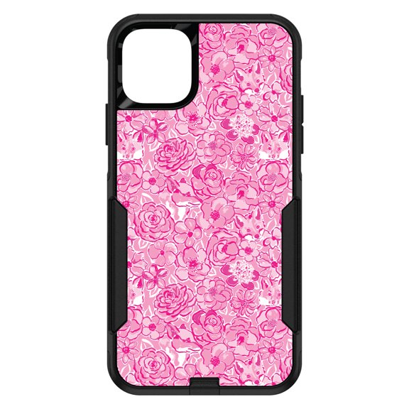 DistinctInk Custom SKIN / DECAL compatible with OtterBox Commuter for iPhone 11 (6.1" Screen) - Preppy Pattern - Pink & White Flowers Floral
