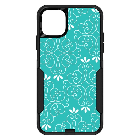 DistinctInk Custom SKIN / DECAL compatible with OtterBox Commuter for iPhone 11 (6.1" Screen) - Teal White Floral
