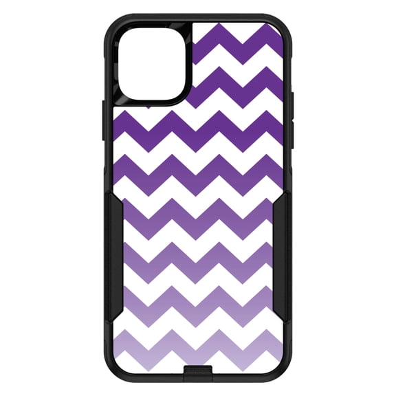 DistinctInk Custom SKIN / DECAL compatible with OtterBox Commuter for iPhone 11 (6.1" Screen) - White Purple Fade Ombré Chevron Stripes