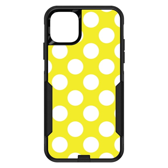 DistinctInk Custom SKIN / DECAL compatible with OtterBox Commuter for iPhone 11 (6.1" Screen) - White & Yellow Polka Dots