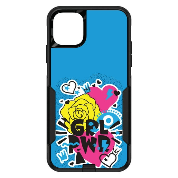 DistinctInk Custom SKIN / DECAL compatible with OtterBox Commuter for iPhone 11 Pro (5.8" Screen) - Girl Power - GRL PWR - Blue, Pink, Yellow
