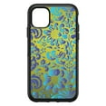 thumbnail image 1 of DistinctInk Case for iPhone 11 Pro MAX (6.7" Screen) - OtterBox Symmetry Custom Black Case - Green Blue Teal Floral Pattern, 1 of 2
