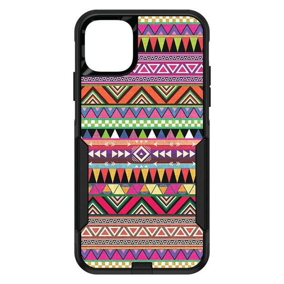 DistinctInk Custom SKIN / DECAL compatible with OtterBox Commuter for iPhone 11 Pro MAX (6.5" Screen) - Pink Blue Orange Tribal Print