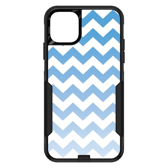 DistinctInk Custom SKIN / DECAL compatible with OtterBox Commuter for iPhone 11 Pro MAX (6.5" Screen) - White Blue Fade Ombré Chevron Stripes