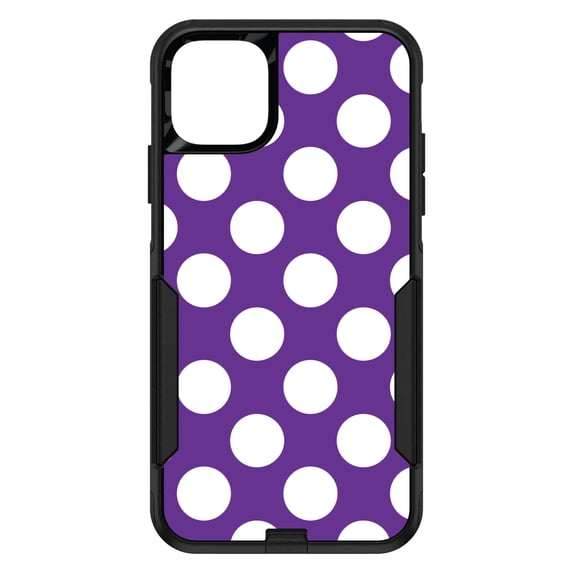 DistinctInk Custom SKIN / DECAL compatible with OtterBox Commuter for iPhone 11 Pro MAX (6.5" Screen) - White & Purple Polka Dots