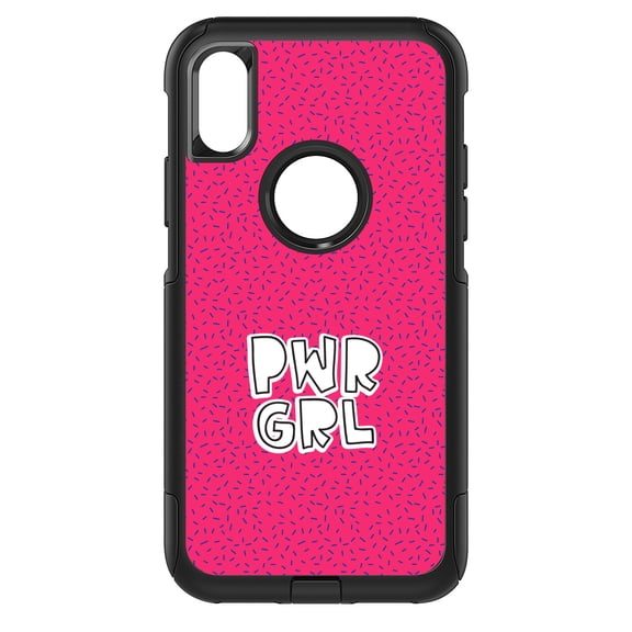 DistinctInk Custom SKIN / DECAL compatible with OtterBox Commuter for iPhone X / XS (5.8" Screen) - Girl Power - PWR GRL - Pink Background