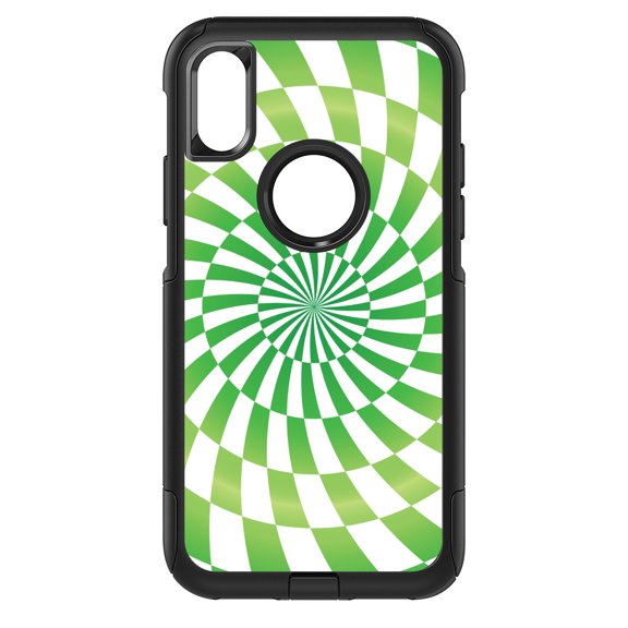 DistinctInk Custom SKIN / DECAL compatible with OtterBox Commuter for iPhone X / XS (5.8" Screen) - Green White Swirl Geometric