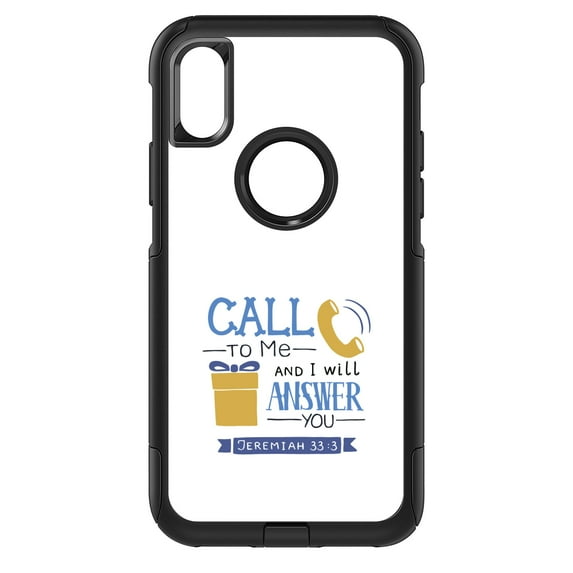 DistinctInk Custom SKIN / DECAL compatible with OtterBox Commuter for iPhone X / XS (5.8" Screen) - Jeremiah 33:3 - Call to Me and I Will Answer