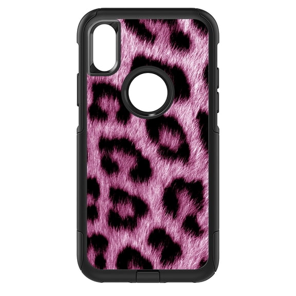 DistinctInk Custom SKIN / DECAL compatible with OtterBox Commuter for iPhone X / XS (5.8" Screen) - Pink Black Leopard Fur Skin Print