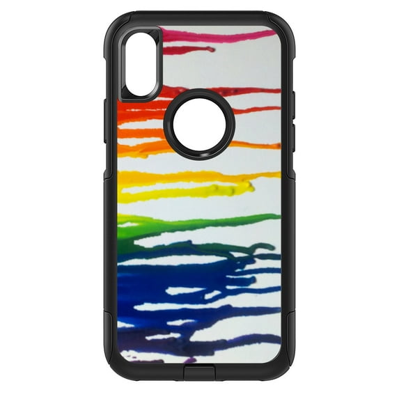 DistinctInk Custom SKIN / DECAL compatible with OtterBox Commuter for iPhone X / XS (5.8" Screen) - Rainbow Melted Crayons - Rainbow Art Supplies