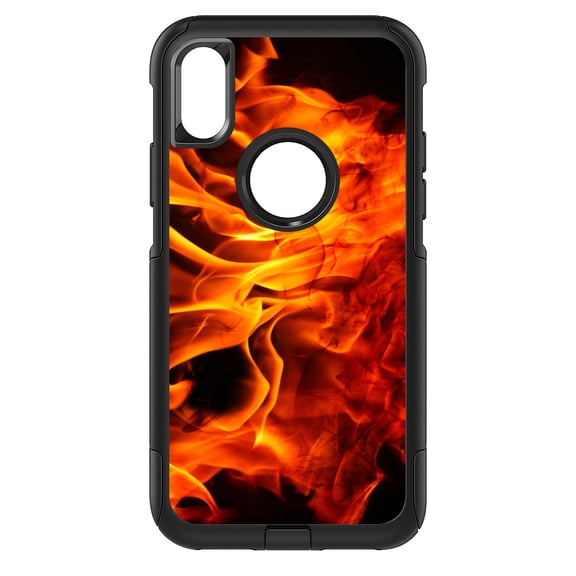 DistinctInk Custom SKIN / DECAL compatible with OtterBox Commuter for iPhone X / XS (5.8" Screen) - Red Black Flame Fire - Printed Image of Fire
