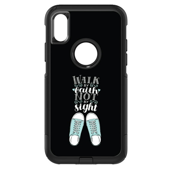 DistinctInk Custom SKIN / DECAL compatible with OtterBox Commuter for iPhone X / XS (5.8" Screen) - Walk By Faith Not By Sign - Sneakers