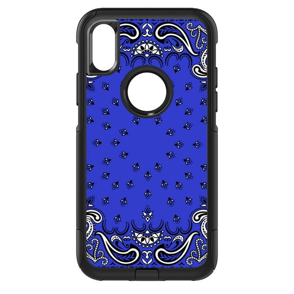 DistinctInk Custom SKIN / DECAL compatible with OtterBox Commuter for iPhone XR (6.1" Screen) - Bandana Print - Blue, Black, White