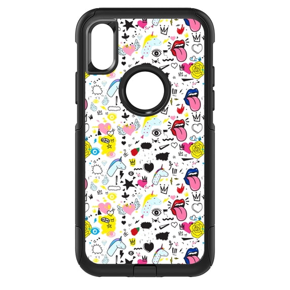 DistinctInk Custom SKIN / DECAL compatible with OtterBox Commuter for iPhone XR (6.1" Screen) - Girl Power - Unicorn Crowns Loud Mouth