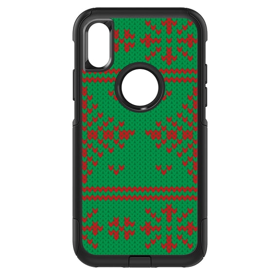 DistinctInk Custom SKIN / DECAL compatible with OtterBox Commuter for iPhone XR (6.1" Screen) - Green Red Ugly Christmas Sweater - Christmas All Year