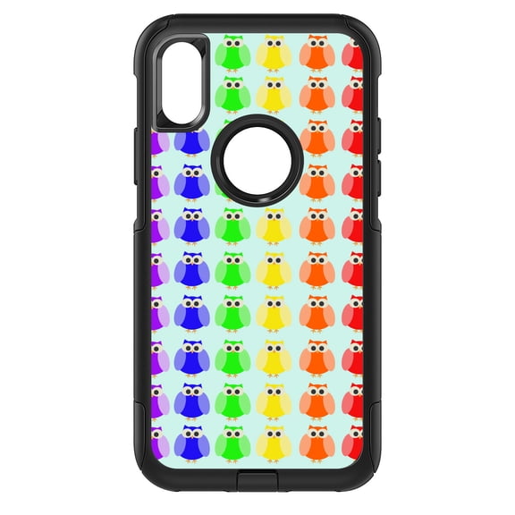 DistinctInk Custom SKIN / DECAL compatible with OtterBox Commuter for iPhone XR (6.1" Screen) - Rainbow Owls Cartoon - Cartoon Owls