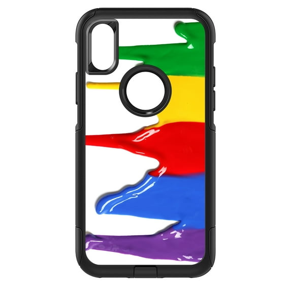 DistinctInk Custom SKIN / DECAL compatible with OtterBox Commuter for iPhone XR (6.1" Screen) - Rainbow Paint Dripping - Rainbow Art Supplies