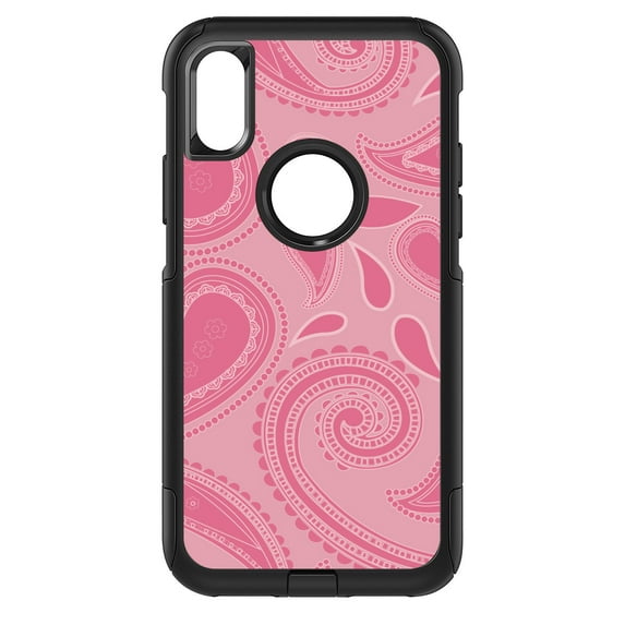 DistinctInk Custom SKIN / DECAL compatible with OtterBox Commuter for iPhone XS MAX (6.5" Screen) - Big Pink Paisley