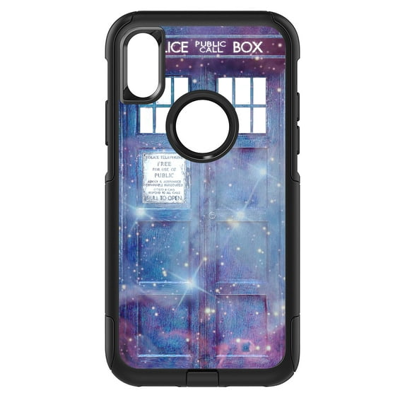 DistinctInk Custom SKIN / DECAL compatible with OtterBox Commuter for iPhone XS MAX (6.5" Screen) - Fading TARDIS Outer Space Stars