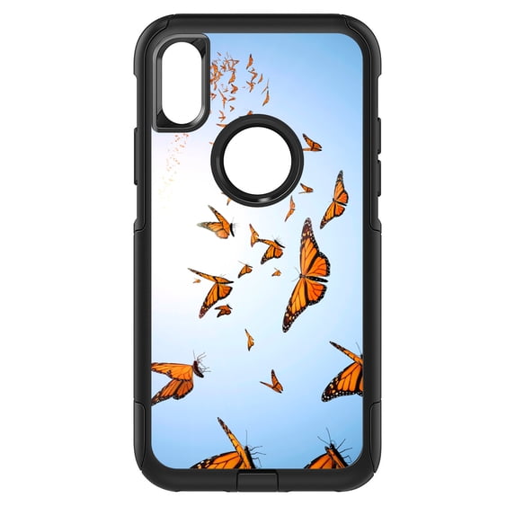 DistinctInk Custom SKIN / DECAL compatible with OtterBox Commuter for iPhone XS MAX (6.5" Screen) - Flying Monarch Butterflies
