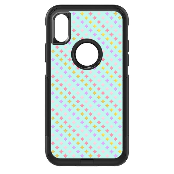 DistinctInk Custom SKIN / DECAL compatible with OtterBox Commuter for iPhone XS MAX (6.5" Screen) - Pastel Diamond Pattern - Pink Purple Teal