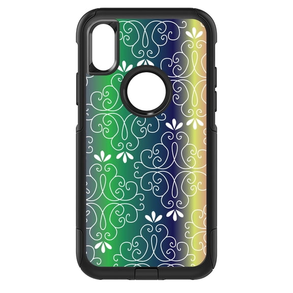DistinctInk Custom SKIN / DECAL compatible with OtterBox Commuter for iPhone XS MAX (6.5" Screen) - Purple Green Blue Yellow Pink Gradient