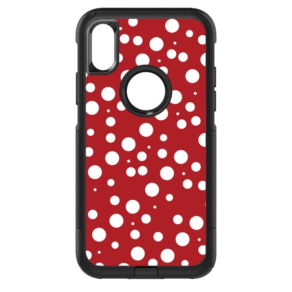 DistinctInk Custom SKIN / DECAL compatible with OtterBox Commuter for iPhone XS MAX (6.5" Screen) - Red White Bubbles Polka Dots - Polka Dot Pattern