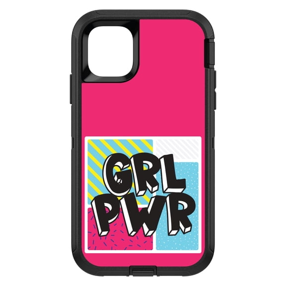 DistinctInk Custom SKIN / DECAL compatible with OtterBox Defender for iPhone 11 (6.1" Screen) - Girl Power - GRL PWR - Pink Background