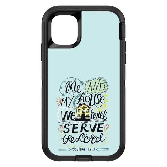 DistinctInk Custom SKIN / DECAL compatible with OtterBox Defender for iPhone 11 (6.1" Screen) - Joshua 24:15 - We Will Serve the Lord