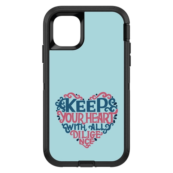 DistinctInk Custom SKIN / DECAL compatible with OtterBox Defender for iPhone 11 (6.1" Screen) - Keep Your Heart With All Diligence