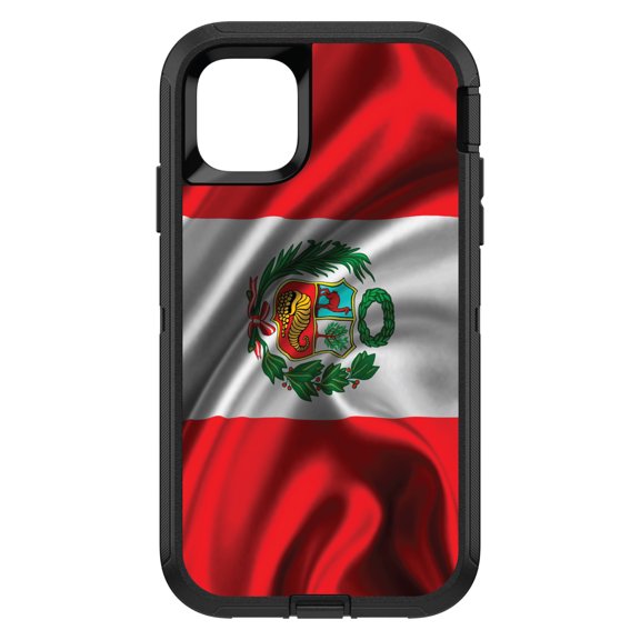 DistinctInk Custom SKIN / DECAL compatible with OtterBox Defender for iPhone 11 (6.1" Screen) - Peru Waving Flag - Show Your Love of Peru