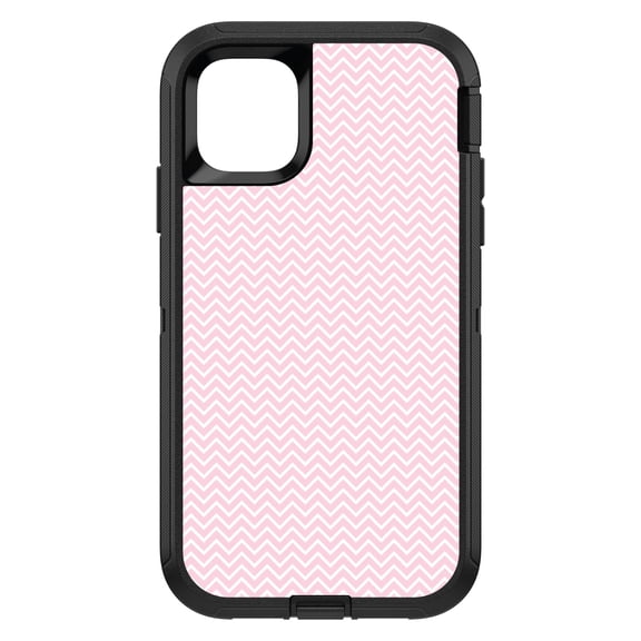 DistinctInk Custom SKIN / DECAL compatible with OtterBox Defender for iPhone 11 (6.1" Screen) - Pink & White Thin Chevron Pattern