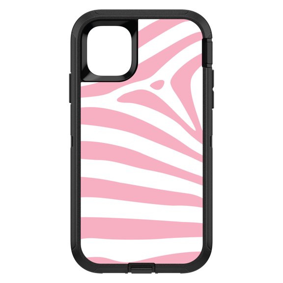 DistinctInk Custom SKIN / DECAL compatible with OtterBox Defender for iPhone 11 (6.1" Screen) - Pink & White Zebra Skin Stripes