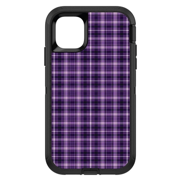 DistinctInk Custom SKIN / DECAL compatible with OtterBox Defender for iPhone 11 (6.1" Screen) - Purple Black Plaid